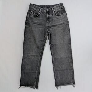 AllSaints Mazzy Jeans 29 Charcoal Black Cropped Raw Hem 100% Cotton Edgy